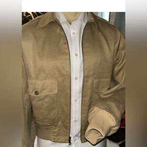 Ralph Lauren Polo RL  Bomber Jacket  M Khaki 80% Silk 20% Linen Unisex Size M